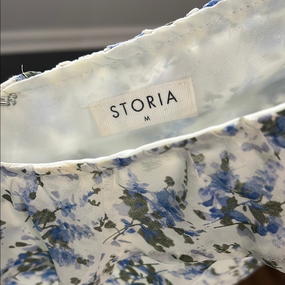 Floral Blue and White Midi Dress - Picture 2 of 9